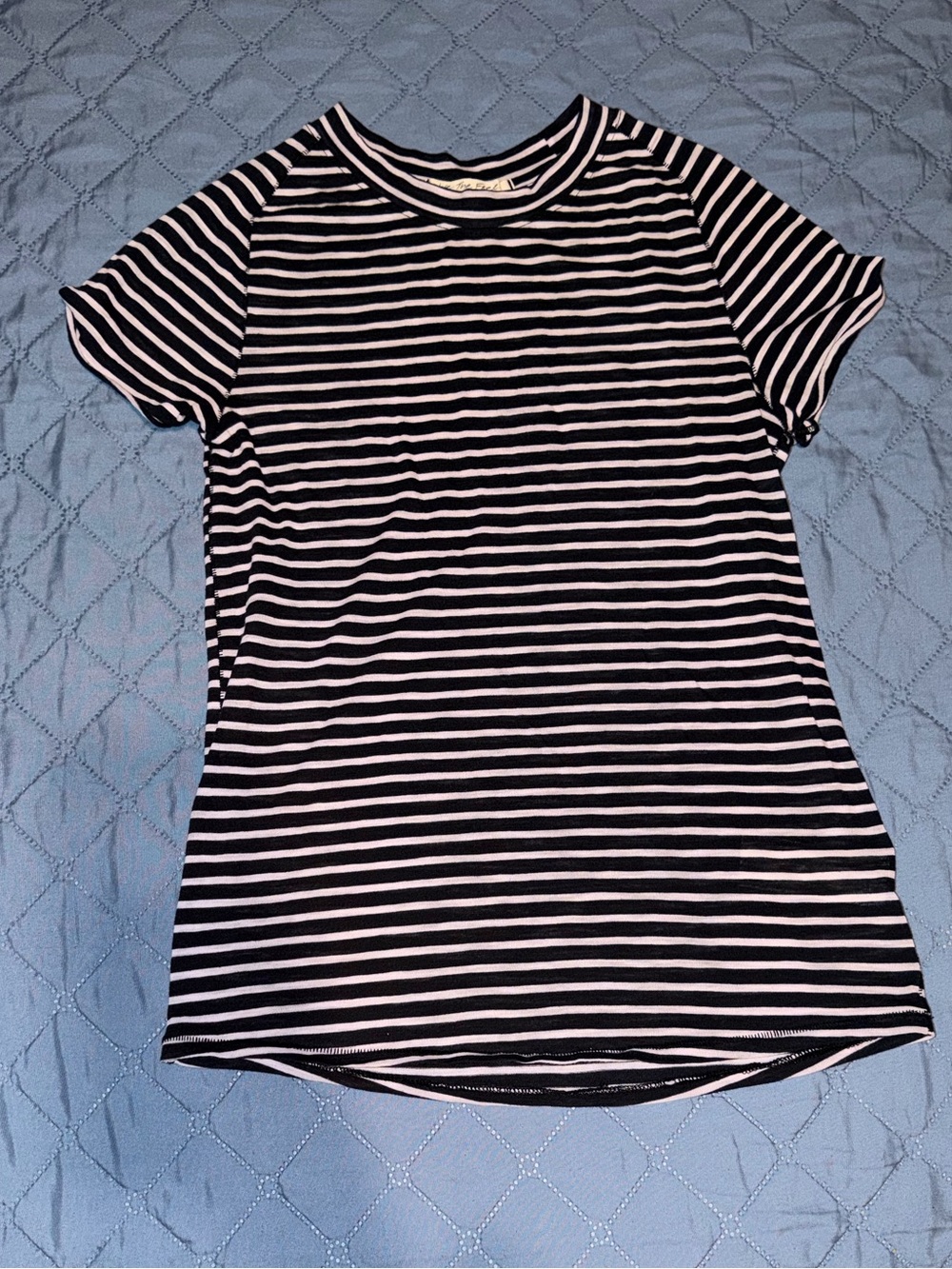 We The Free Black and White Striped Fitted Tee